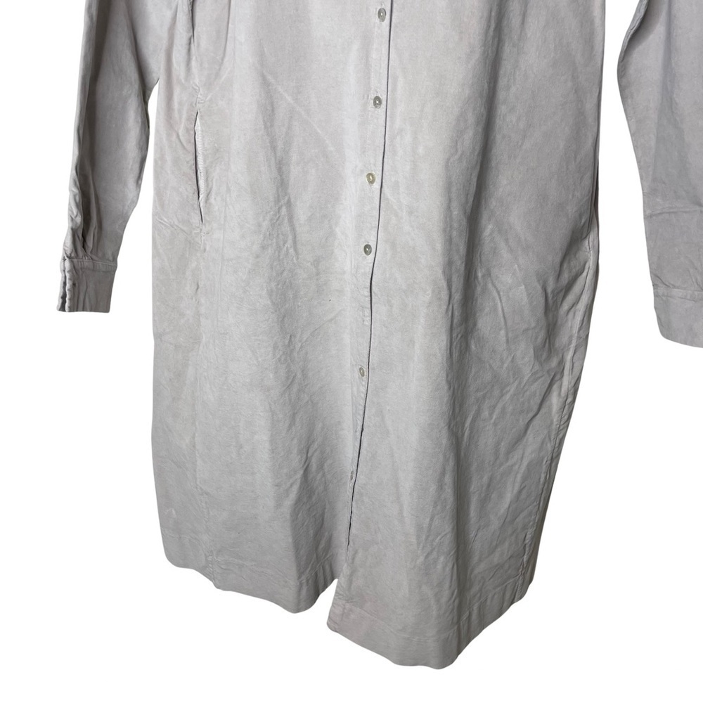 ALBUM DI FAMIGLIA Light Grey Velvet Collar Oversized Button Front Shirt Dress S - Picture 4 of 14